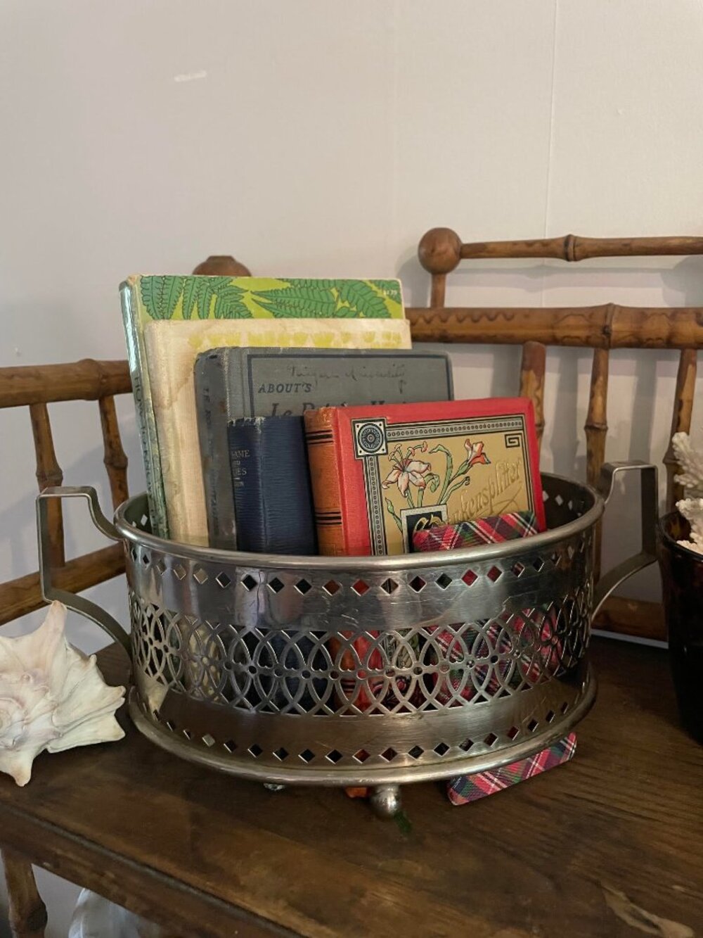 Vintage 8" Silver Plated, Oval Casserole Carrier, Book Display, Vignette Accesso